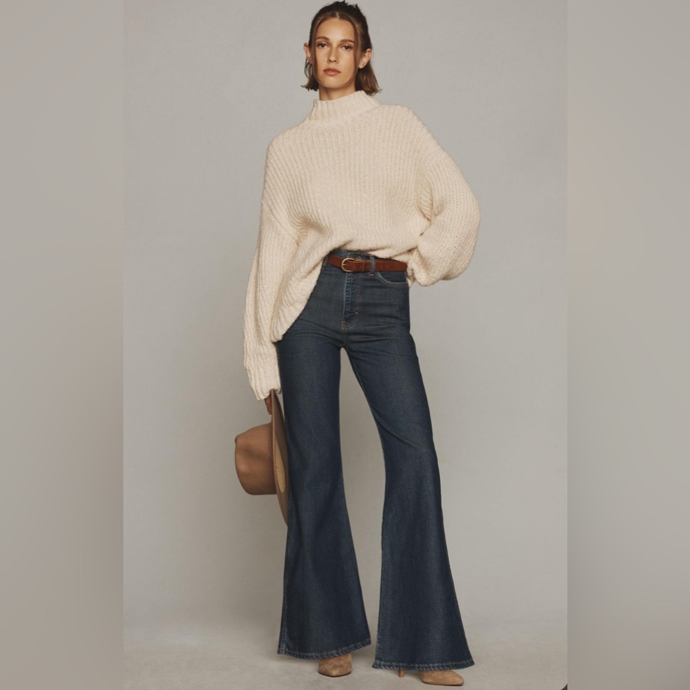 NWT Anthropologie Wrangler Wanderer High-Rise Flare Jeans color: Ski Patrol - 26